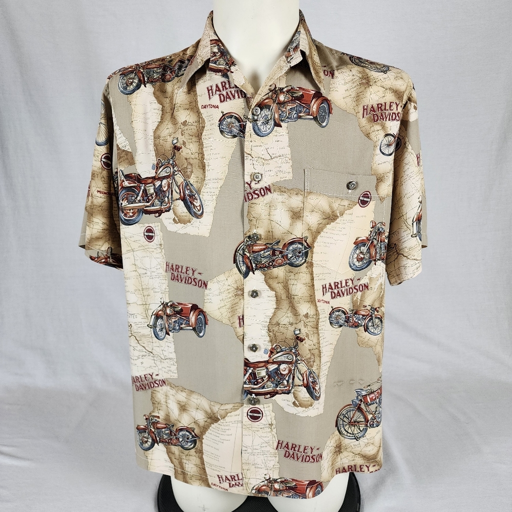 Harley Davidson by Tori Richards Men's Hawaiian Shirt (M)